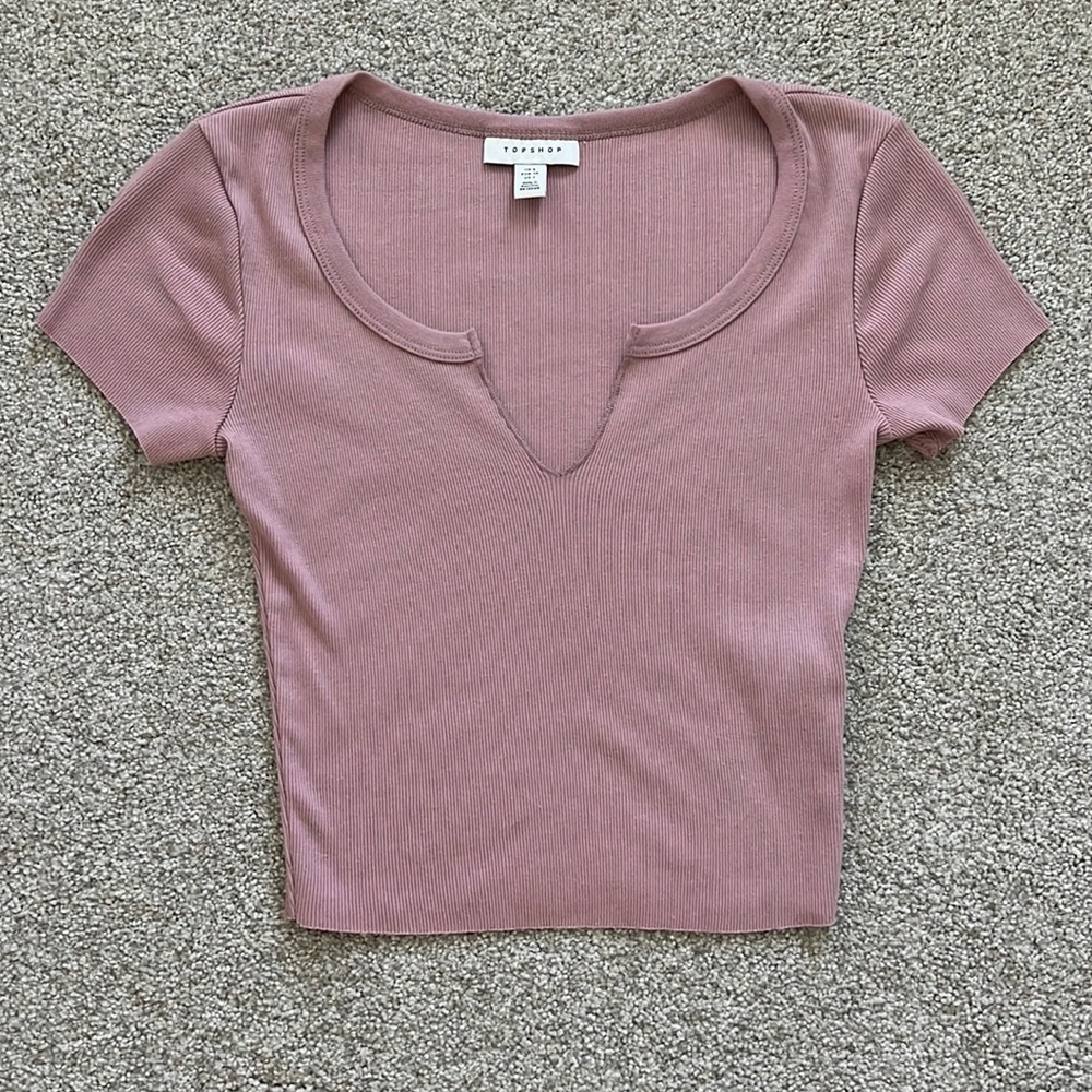 Topshop Short Sleeve Crop Top